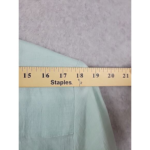 Ruby Rd Pale Green RTS V Neck Semi Sheer Guazy Button Up Shirt Women's Plus 1X - Picture 10 of 11